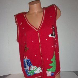 White Stag Embellished Christmas Red Sweater Vest